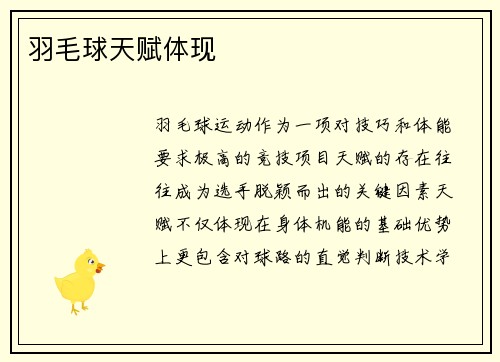 羽毛球天赋体现
